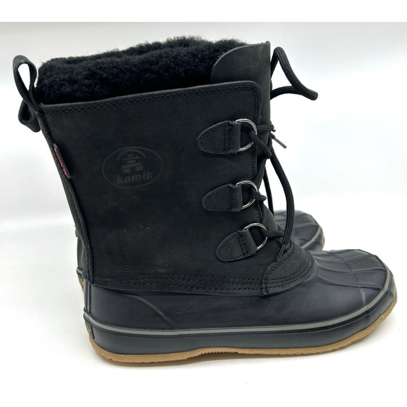 Kamik Damsel Boots Women’s Suede Winter Faux Fur Size 8 Black Lace Up - Picture 3 of 7